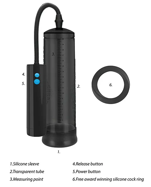 Male Sex Toys Shots America LLC Shots Pumped Rechargeable Extreme Power Pump Wfree Silicone Cock Ring Black