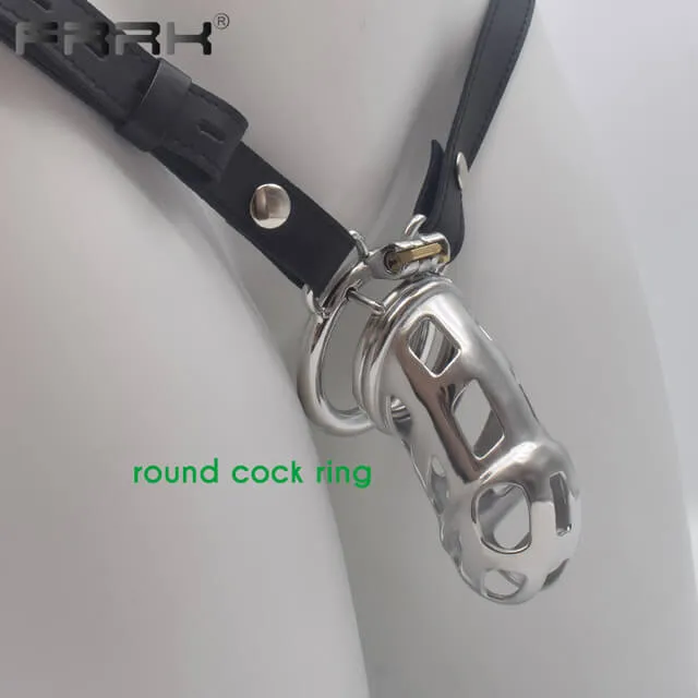 CHASTITY CAGE CO Male Sex Toys CC85 PU Stcrap Belt with Big Mamba Cock Cage