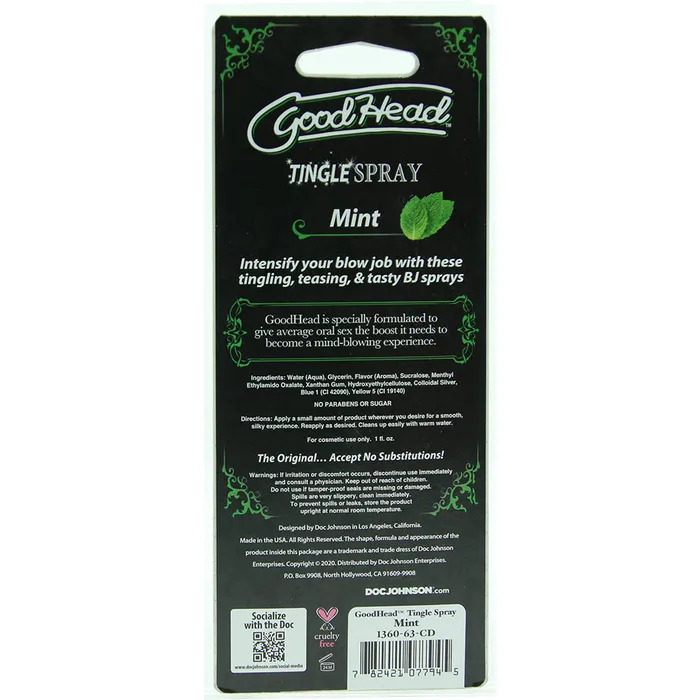 Female Sex Toys Doc Johnson GoodHead Mint Tingle Spray in 1oz29ml Female Sex Toys Doc Johnson GoodHead Mint Tingle Spray in 1oz29ml
