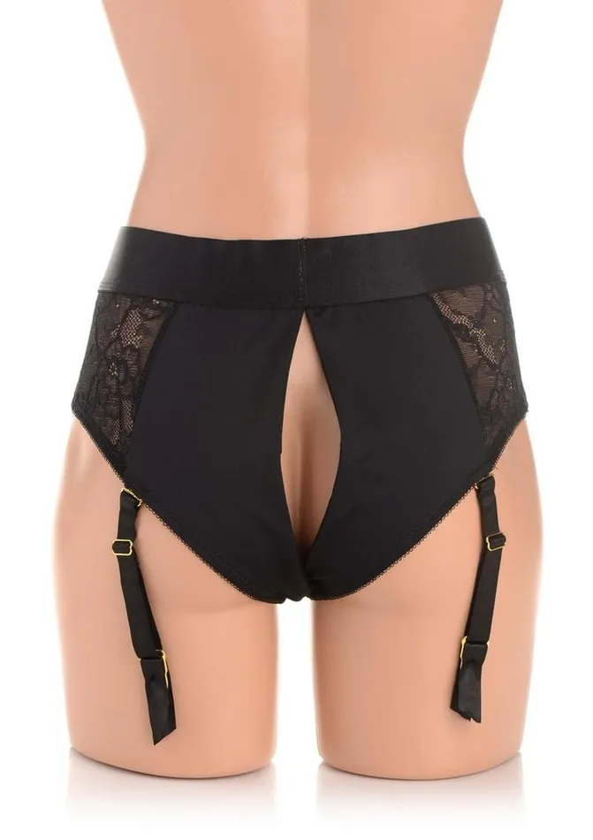 STRAP U Female Sex Toys Strap U Laced Seductress Lace Crotchless Panty Harness with Garter Straps
