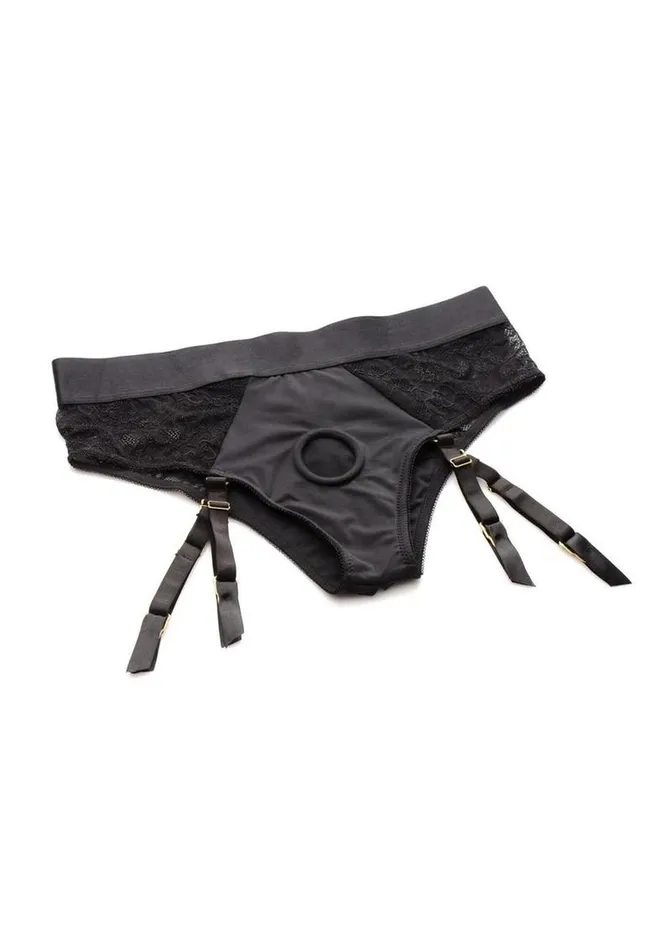 STRAP U Female Sex Toys Strap U Laced Seductress Lace Crotchless Panty Harness with Garter Straps